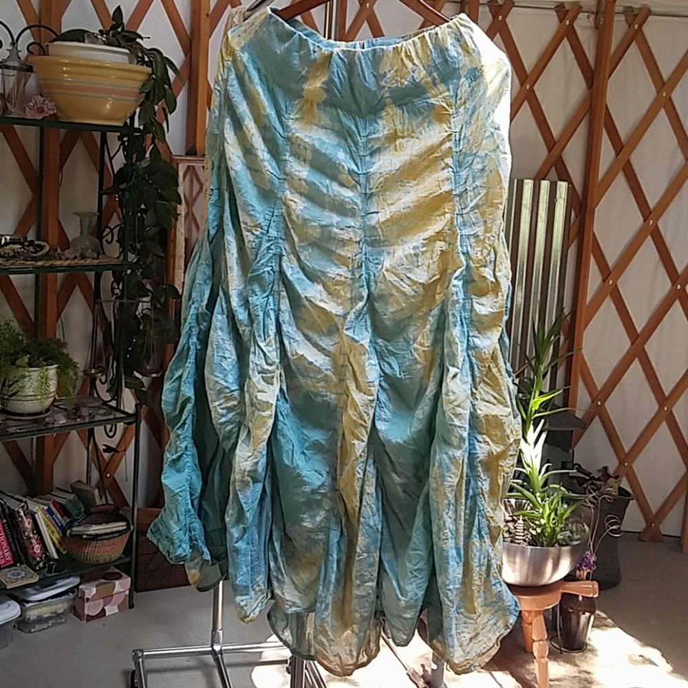 APU  tie dye skirt. Seafoam green with gold.
